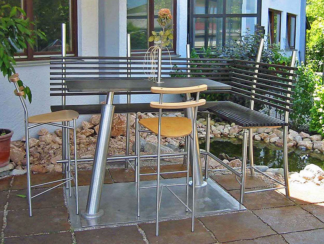 Bild Möbel aus Stahl, Edelstahl, verzinkt, mit Holz, Klaus Aigner, Schlosserei, Stahlbau, Metallbau
